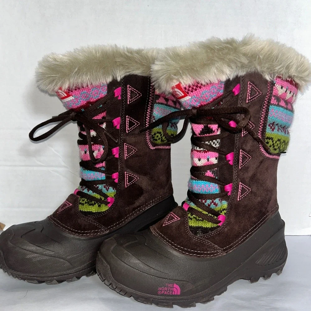 The North Face NWOT Girls Shellista Lace Suede Faux fur Nordic Knit Boots